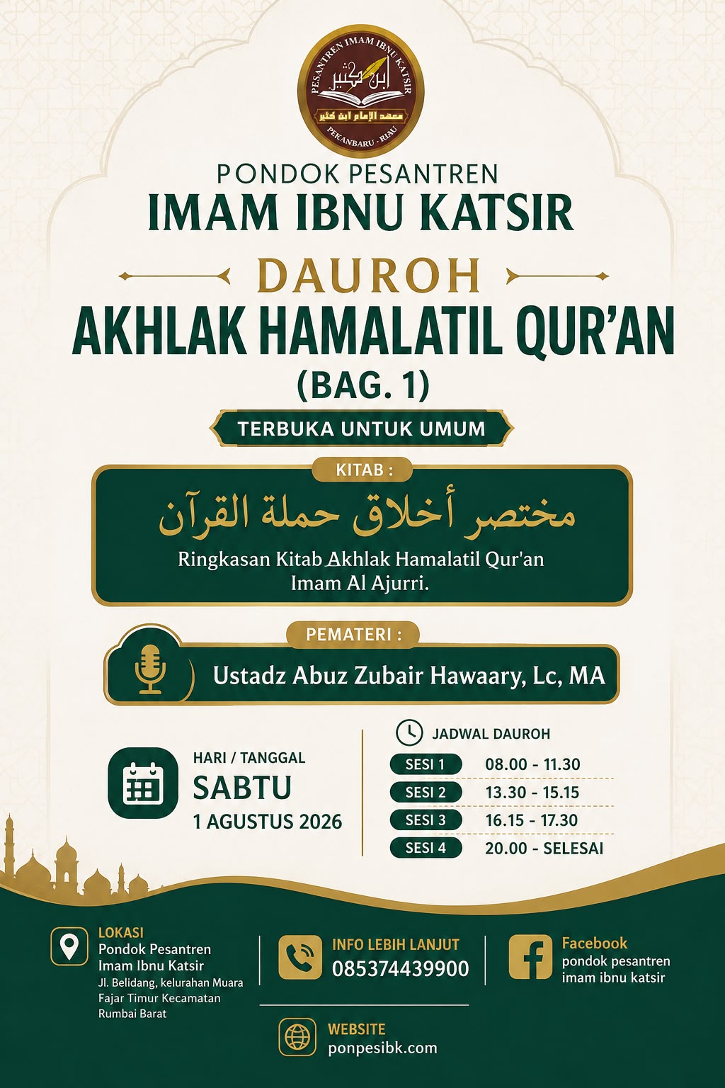 INFO DAUROH KITAB AKHLAK HAMALATIL QUR’AN