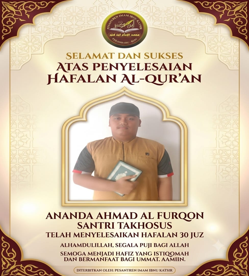 Ahmad Al Furqon Telah Menyelesaikan Hafalan 30 Juz